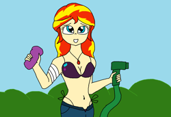 Size: 1588x1088 | Tagged: safe, artist:brandon-vortex, sunset shimmer, equestria girls, belly button, bikini, clothes, solo, swimsuit