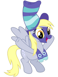 Size: 3000x4000 | Tagged: safe, artist:cheezedoodle96, derpy hooves, pegasus, pony, buckball season, .svg available, cheering, clothes, face paint, female, flying, hat, mare, scarf, simple background, solo, svg, transparent background, underp, vector