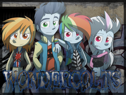 Size: 900x675 | Tagged: safe, artist:fj-c, derpibooru import, fleetfoot, rainbow dash, soarin', spitfire, human, humanized