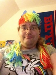 Size: 768x1024 | Tagged: safe, derpibooru import, rainbow dash, human, brony, chris chan, cosplay, irl, irl human, photo, swag