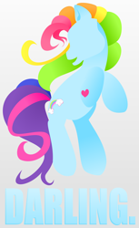 Size: 2528x4118 | Tagged: safe, artist:prettywitchdoremi, derpibooru import, rainbow dash, pegasus, pony, g3, darling, one word, propaganda