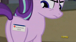 Size: 1280x700 | Tagged: safe, edit, edited screencap, screencap, starlight glimmer, pony, unicorn, the cutie map, discovery family logo, error message, s5 starlight, solo, windows, windows 95