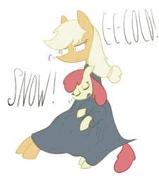 Size: 786x873 | Tagged: safe, artist:poneartcavalcade, apple bloom, applejack, earth pony, pony, blanket, wip