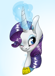 Size: 720x1000 | Tagged: safe, artist:gh0stunicorn, rarity, pony, unicorn, bust, drama queen, magic, portrait, solo, wink