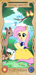 Size: 449x921 | Tagged: safe, artist:apzzang, angel bunny, fluttershy, pegasus, pony, parody, snow white