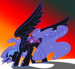 Size: 544x500 | Tagged: safe, artist:atticus83, nightmare moon, alicorn, pony, female, mare, photoshop, plot, rear view, solo