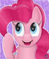 Size: 2833x3400 | Tagged: safe, artist:misterjuly, pinkie pie, earth pony, pony, female, mare, pink coat, pink mane, simple background, solo