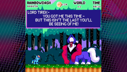 Size: 1280x720 | Tagged: safe, derpibooru import, screencap, lord tirek, rainbow dash, pegasus, pony, 8-bit, defeated, official, youtube link