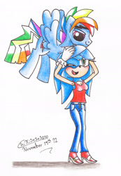 Size: 1621x2349 | Tagged: safe, artist:chikisxsxs210, derpibooru import, rainbow blitz, rainbow dash, pegasus, pony, crossover, rule 63, sonic the hedgehog, sonic the hedgehog (series), traditional art