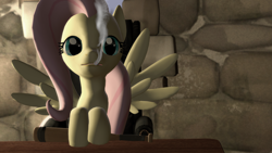 Size: 1920x1080 | Tagged: safe, artist:gergta, fluttershy, pegasus, pony, 3d, baseball bat, chair, cigar, flutterdon, gmod, smoke, solo, table