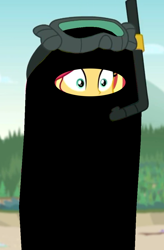 Size: 708x1080 | Tagged: safe, edit, edited screencap, screencap, sunset shimmer, better together, equestria girls, unsolved selfie mysteries, burqa, solo