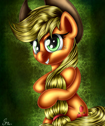 Size: 1920x2300 | Tagged: safe, artist:sycoartworks, applejack, earth pony, pony, sitting, solo, speedpaint