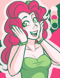 Size: 500x640 | Tagged: safe, artist:emberfan11, pinkie pie, human, humanized, limited palette, nail polish, solo