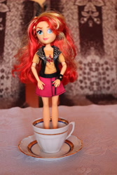 Size: 4000x6000 | Tagged: safe, artist:artofmagicpoland, sunset shimmer, equestria girls, cup, doll, solo, teacup, toy