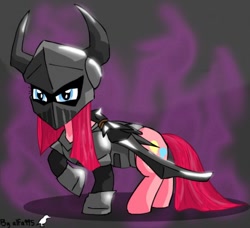 Size: 464x424 | Tagged: safe, artist:alfa995, pinkie pie, earth pony, pony, armor, castle crashers, helmet, necromancer, pinkamena diane pie, solo