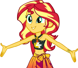 Size: 895x789 | Tagged: safe, edit, screencap, sunset shimmer, better together, equestria girls, background removed, belly button, bikini, bracelet, clothes, hug, incoming hug, jewelry, midriff, sarong, simple background, sports bra, summer sunset, swimsuit, transparent background