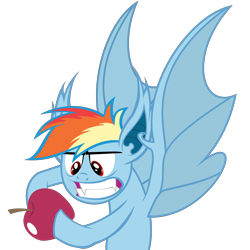 Size: 6000x6000 | Tagged: safe, artist:magister39, derpibooru import, rainbow dash, bat pony, pony, bats!, absurd resolution, apple, bat ponified, race swap, rainbowbat, simple background, solo, transparent background, vector