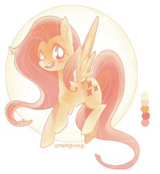 Size: 900x978 | Tagged: safe, artist:starrypon, fluttershy, pegasus, pony, color palette, limited palette, looking at you, simple background, solo, spread wings