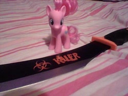 Size: 480x360 | Tagged: safe, pinkie pie, irl, knife, machete, merchandise, parang machete, pinkamena diane pie