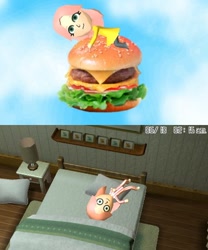 Size: 400x480 | Tagged: safe, fluttershy, human, burger, cheeseburger, humanized, mii, miified, nintendo, tomodachi life