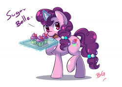 Size: 1400x1000 | Tagged: safe, artist:tikrs007, sugar belle, the cutie map, cupcake, solo