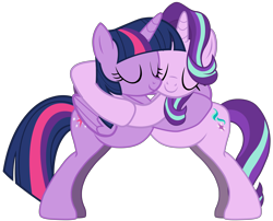 Size: 7100x5742 | Tagged: safe, artist:ramseybrony17, starlight glimmer, twilight sparkle, twilight sparkle (alicorn), alicorn, pony, absurd resolution, duo, duo female, female, hug, simple background, transparent background, vector