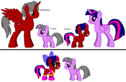 Size: 1241x808 | Tagged: safe, derpibooru import, twilight sparkle, twilight sparkle (alicorn), oc, oc:muladhara, oc:pisces, oc:vesca, alicorn, pony, pony creator, canon x oc, female, flower of life, mare, offspring, parent:oc:muladhara, parent:twilight sparkle, parents:canon x oc