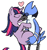 Size: 564x594 | Tagged: safe, artist:clawful, derpibooru import, twilight sparkle, kissing, mordecai, mordetwi, regular show