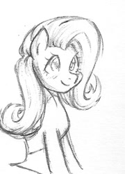 Size: 894x1240 | Tagged: safe, artist:doomcakes, fluttershy, pegasus, pony, monochrome, solo, traditional art