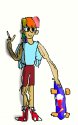 Size: 330x530 | Tagged: safe, artist:bulbaderp, derpibooru import, rainbow dash, human, humanized, quality, skateboard, stylistic suck, terrible