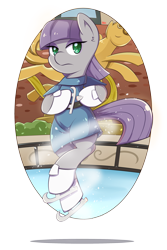 Size: 2000x3000 | Tagged: safe, artist:tikrs007, maud pie, pony, the gift of the maud pie, bipedal, clothes, dress, ice, ice skates, ice skating, maudjestic, solo, statue of prometheus