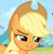 Size: 284x287 | Tagged: safe, applejack, earth pony, pony, three's a crowd, female, inverted mouth, mare, solo