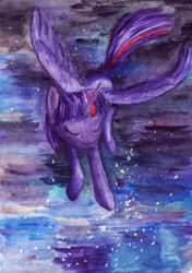 Size: 900x1281 | Tagged: safe, artist:blue-dolmatin, derpibooru import, twilight sparkle, twilight sparkle (alicorn), alicorn, pony, female, mare, solo, traditional art