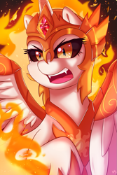 Size: 667x1000 | Tagged: safe, artist:tikrs007, daybreaker, alicorn, pony, a royal problem, fangs, female, helmet, mare, solo