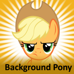 Size: 250x250 | Tagged: safe, applejack, earth pony, pony, applejack is not amused, background pony, background pony applejack, solo, spoilered image joke, unamused