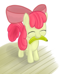 Size: 1920x1920 | Tagged: safe, artist:zapplebow, apple bloom, adorabloom, banana, bananabloom, cute, food, hilarious in hindsight, mouth hold, solo