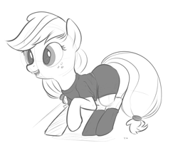 Size: 1200x1000 | Tagged: safe, artist:tex, applejack, earth pony, pony, clothes, monochrome, sketch, solo