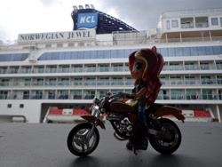 Size: 4608x3456 | Tagged: safe, artist:franklin, sunset shimmer, equestria girls, cruise ship, doll, equestria girls minis, motorcycle, singapore, toy