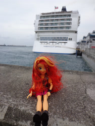 Size: 3456x4608 | Tagged: safe, sunset shimmer, equestria girls, cruise ship, doll, irl, photo, singapore, toy