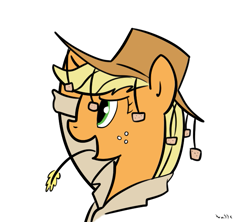 Size: 675x599 | Tagged: safe, artist:nasse, applejack, earth pony, pony, australia, bruce, colored, cork hat, crossover, hat, monty python, outback jack, simple background, solo