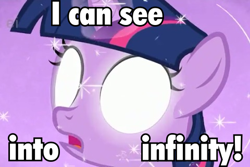 Size: 480x320 | Tagged: safe, derpibooru import, screencap, twilight sparkle, the cutie mark chronicles, filly, filly twilight sparkle, glowing eyes, image macro, solo