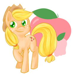 Size: 600x607 | Tagged: safe, artist:heylins, applejack, earth pony, pony, female, mare, raised hoof, solo