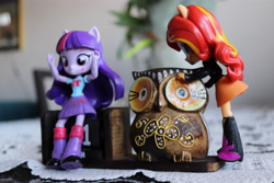 Size: 6000x4000 | Tagged: safe, artist:artofmagicpoland, sunset shimmer, twilight sparkle, twilight sparkle (alicorn), alicorn, equestria girls, doll, equestria girls minis, female, lesbian, nonsense fact, shipping, sunsetsparkle, toy