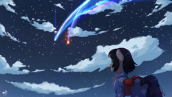 Size: 4096x2304 | Tagged: safe, artist:tikrs007, pony, comet, kimi no na wa, mitsuha miyamizu, ponified