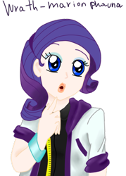 Size: 412x574 | Tagged: safe, artist:wrath-marionphauna, rarity, human, humanized, solo