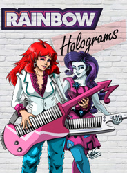 Size: 1024x1390 | Tagged: safe, artist:nina-chao, rarity, equestria girls, crossover, jem, jem and the holograms, keytar, kimber benton, musical instrument