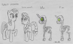 Size: 1496x898 | Tagged: safe, artist:bubsakavermin, derpibooru import, twilight sparkle, oc, oc:skelly bones, concept art, skeleton