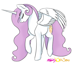 Size: 2500x2100 | Tagged: safe, artist:honiibree, artist:ss6k, princess celestia, alicorn, pony, collaboration, eyes closed, female, mare, raised hoof, simple background, solo, spread wings, transparent background