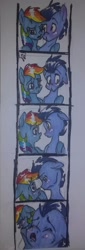 Size: 844x2478 | Tagged: safe, artist:paris-the-platypus, derpibooru import, rainbow dash, soarin', pegasus, pony, female, male, photo booth, shipping, soarindash, straight, traditional art