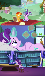 Size: 960x1620 | Tagged: safe, edit, edited screencap, screencap, starlight glimmer, sunburst, pony, unicorn, every little thing she does, the crystalling, uncommon bond, bed, blocks, board game, book, colt, cube, dragon pit, female, filly, filly starlight glimmer, foal, glowing horn, levitation, lonely, lying down, magic, magic aura, male, octahedron, on bed, pigtails, sad, sadlight glimmer, sphere, starlight's room, telekinesis, younger